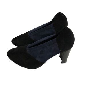 Impo Stretch black/blue suede heel shoes. Sz 6.5. New